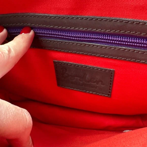 NWOT Boden Navy Suede with Red and Purple interior cross body purse - Picture 2 of 5